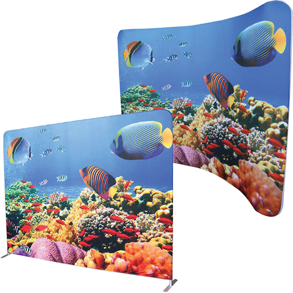 fabric displays can be curved or straight, single or double-sided